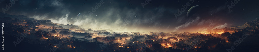 Fototapeta premium Vast, empty outer space, where infinite darkness.