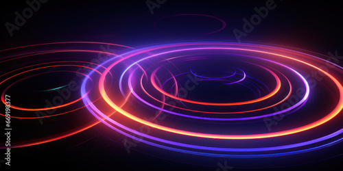 Vibrant neon lights forming a mesmerizing circular pattern.