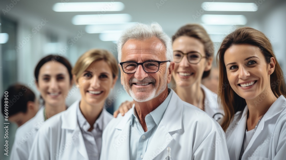 Group portrait of doctors in the hospital Group portrait of doctors in the hospital