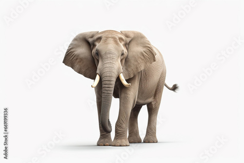 Majestic March  An African Elephant on a White Canvas elephant isolated on white background