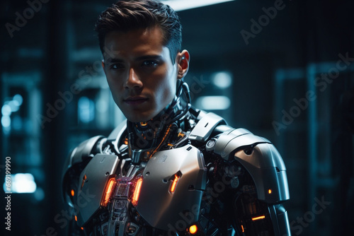 robot with cyborg body realistic