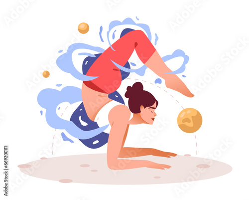 Women practice yoga and meditation. The concept of Zen and harmony. Mental health.