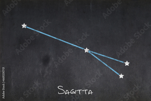 Sagitta constellation drawn on a blackboard photo