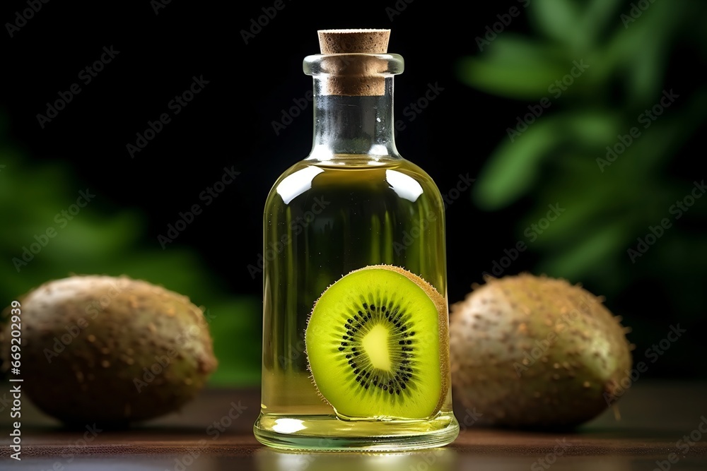 Kiwi juice or vinegar in a glass jar