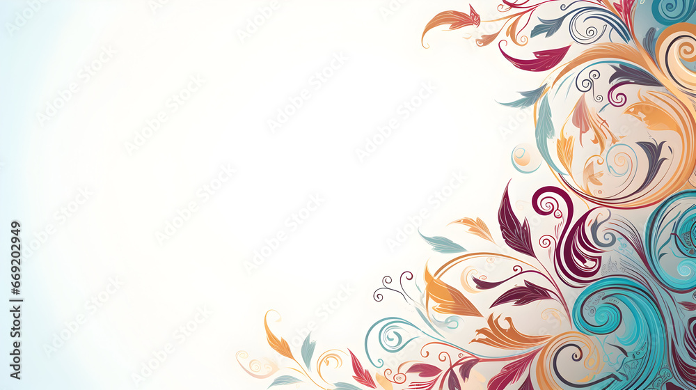Abstract floral background with copy space,Abstract floral background with flowers, a backdrop with an intricate floral pattern originating from right side Abstract floral background with copy space,Abstract floral background with flowers, a backdrop with an intricate floral pattern originating from right side