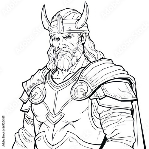 Wallpaper Mural Viking, Scandinavian culture, colorless, line art, bold black outline. Tattoo sketch Torontodigital.ca