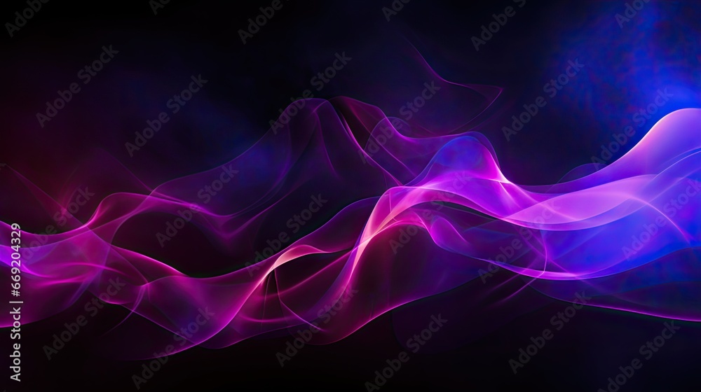 Thick pink and purple smoke on a black isolated abstract background 