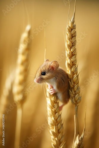 mouse climbing in the field