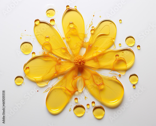 A Futuristic Flower with Bubbles.yellow flower,flower on a white background,abstract floral background