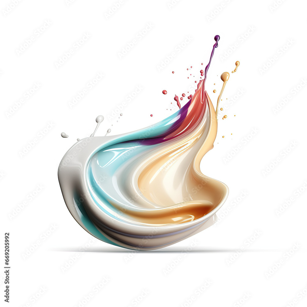 Fototapeta premium Close-up of liquid paint with colorful splatters