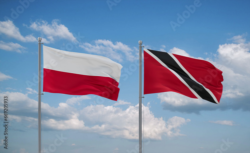 Trinidad and Tobago and Poland flags, country relationship concept