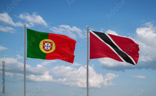Trinidad and Tobago and Portugal flags, country relationship concept