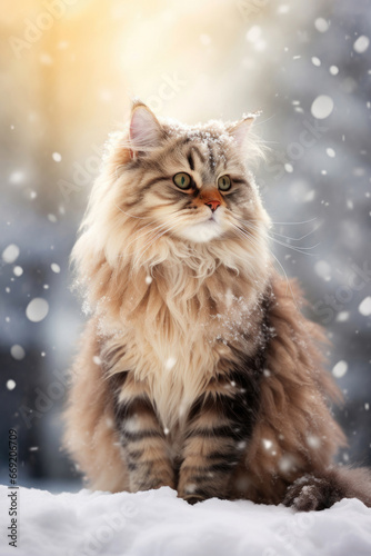 Cute cat on a Christmas background © Veniamin Kraskov