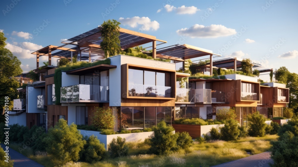 modern eco-friendly multifamily homes with photovoltaic cells modern eco-friendly multifamily homes with photovoltaic cells