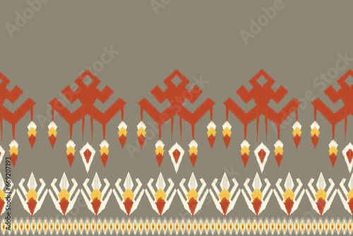 Ethnic abstract ikat art. Seamless pattern in tribal, folk embroidery, for carpets, wallpapers, garments, wrapping, fabrics, coverings, textiles and more	