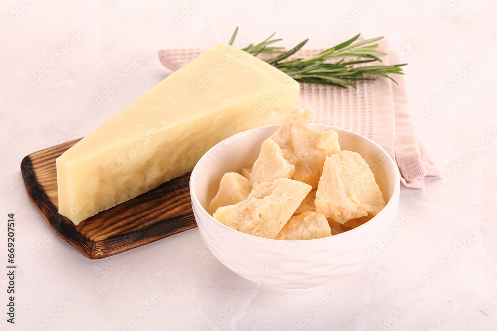 Chopped Italian hard parmesan cheese Chopped Italian hard parmesan cheese