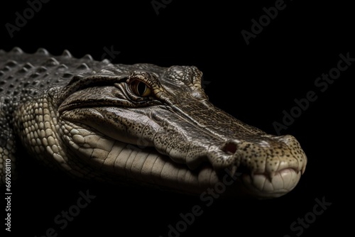 crocodile on black background