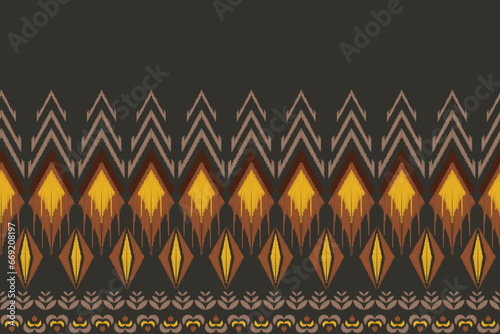 Ethnic abstract ikat art. Seamless pattern in tribal, folk embroidery, for carpets, wallpapers, garments, wrapping, fabrics, coverings, textiles and more	
