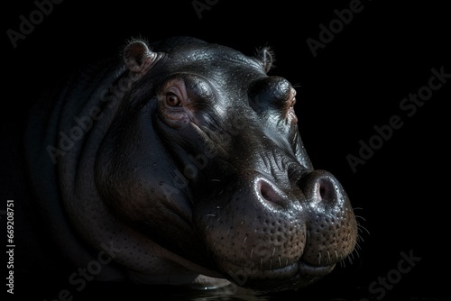 hippo on black background