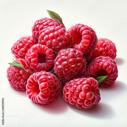 raspberry isolated on white,Raspberries: A Photo Realistic Illustration