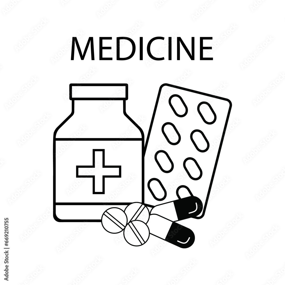 Medicine isolated vector icon. Drug generic. Pharmacy concept. Recolorable. Medicine isolated vector icon. Drug generic. Pharmacy concept. Recolorable.
