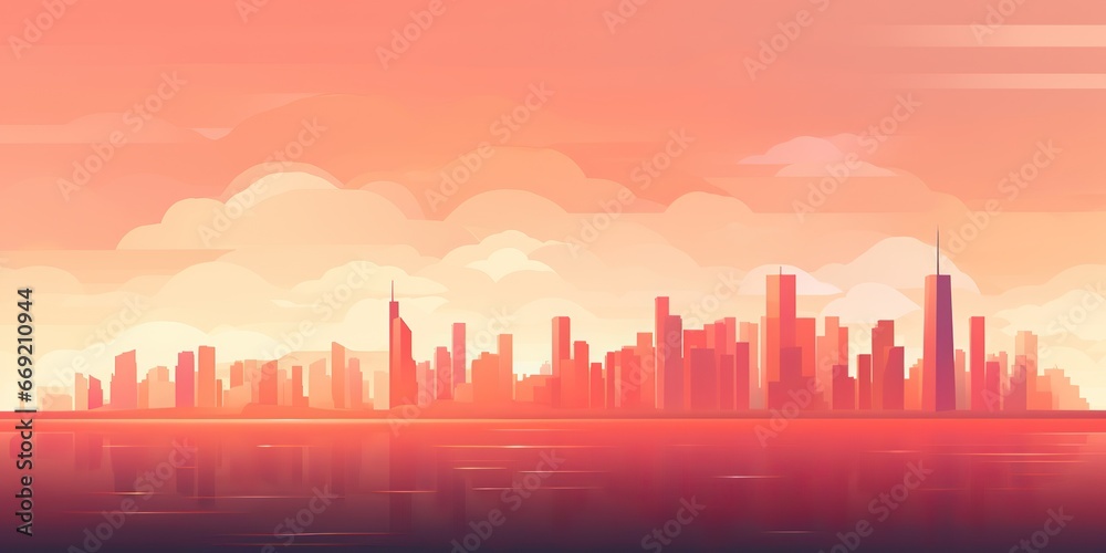 AI Generated. AI Generative. City urban landscape background. High building tall skyline decorative cityscape. Can be used for game concept poster