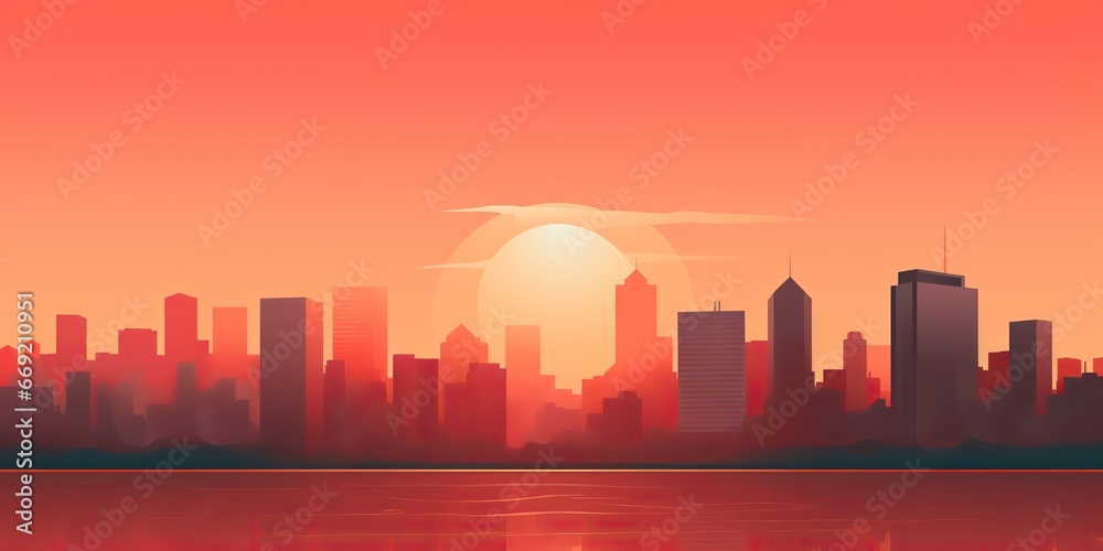 AI Generated. AI Generative. City urban landscape background. High building tall skyline decorative cityscape. Can be used for game concept poster