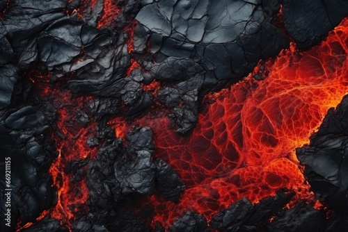 texture of fire, hot lava and splitting of the earth. High quality. Bright contrast hot colors. horizontal backdrop with hot volcanic rocks