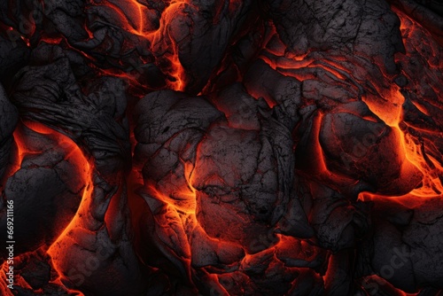 texture of fire, hot lava and splitting of the earth. High quality. Bright contrast hot colors. horizontal backdrop with hot volcanic rocks