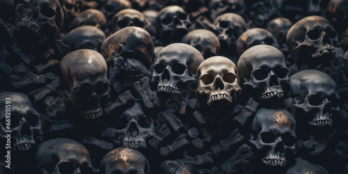 Eerie close-up of spook mountain skulls.