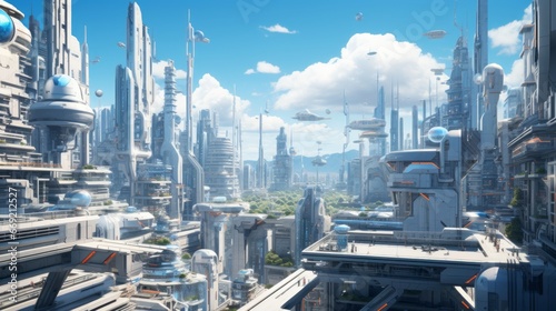 futuristic city in an exotic setting