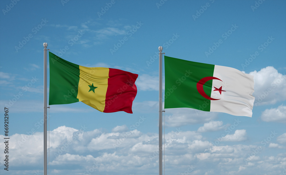 Senegal and Algeria national flags, country relationship concept Senegal and Algeria national flags, country relationship concept