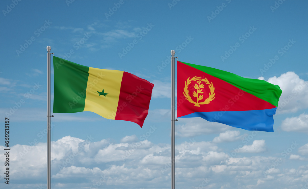 Eritrea and Senegal flags, country relationship concept Eritrea and Senegal flags, country relationship concept