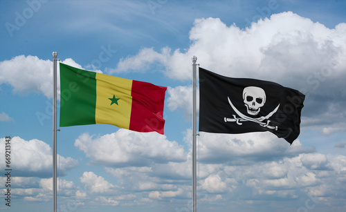 Pirate and Senegal flags, country relationship concept