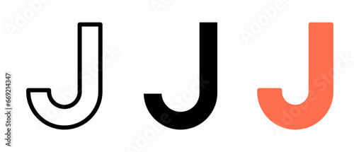 Letter J icon set vector illustration