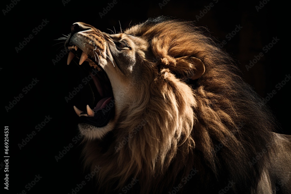 Naklejka premium roar of a furious and aggressive lion