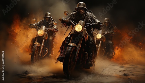 Motorcycle gangs that look badass to have a motorcycle . created by ai photo