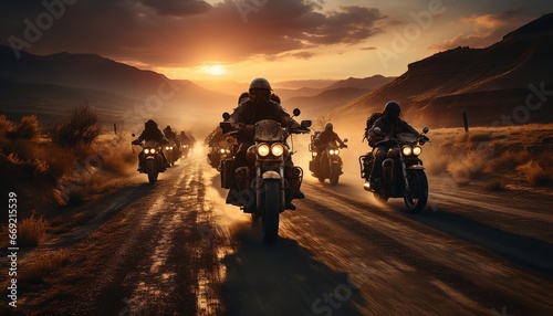 Motorcycle gangs that look badass to have a motorcycle . created by ai