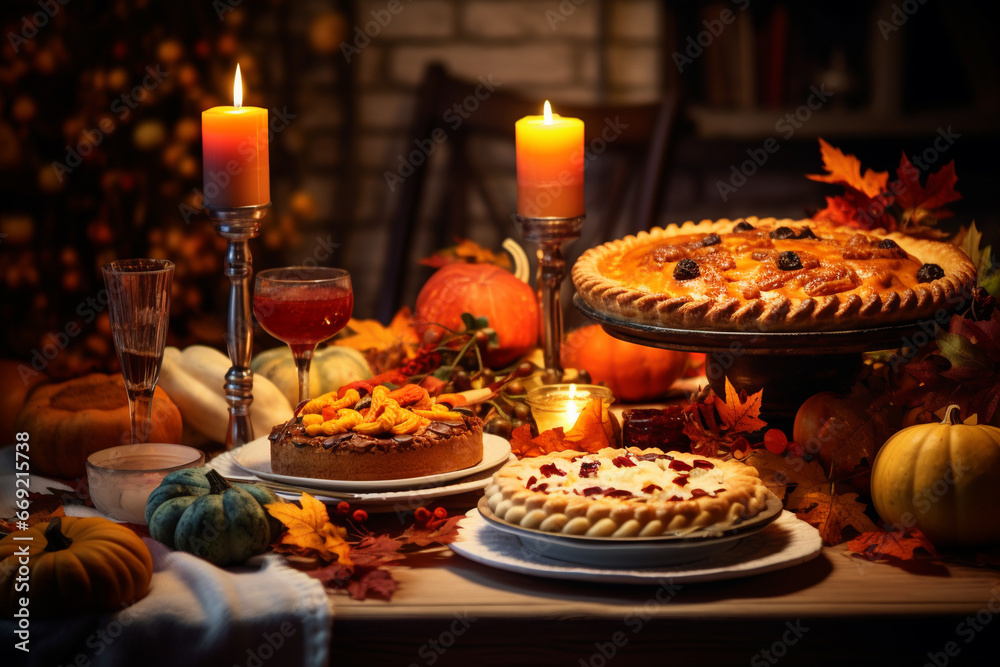 Pumpkin Pie Dessert for Thanksgiving Dinner, generative AI