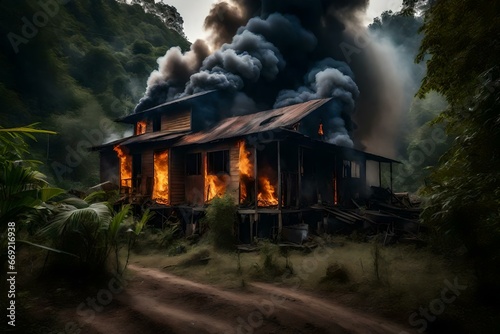 House on fire, Generated using AI