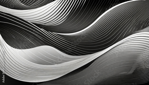 an abstract black and white background with wavy lines and curves generative ai
