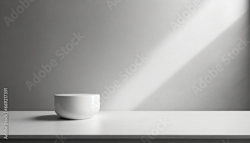 copy space background monochrome minimalist empty table with white wase wall scene mockup product for showcase promotion background