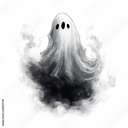 Hand-Drawn Halloween Ghost for Personal Use photo