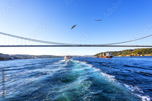 Beautiful view of Istanbul and the Golden Horn during a cruise on the Bosphorus photo