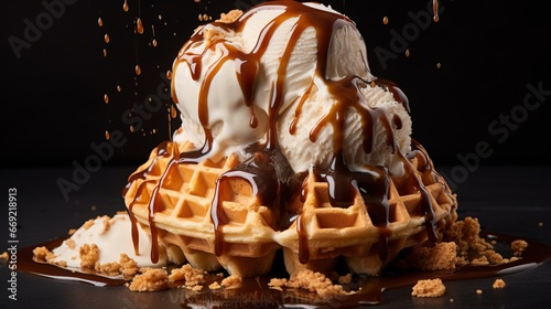 waffle icecream very apealing photo  photo