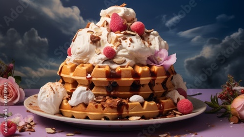 waffle icecream very apealing photo  photo