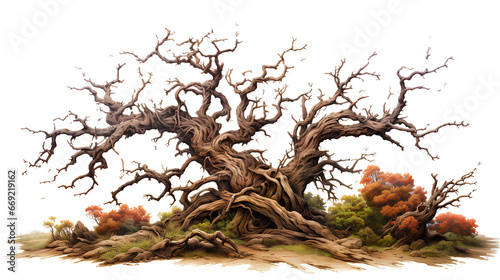 Dead tree on PNG transparent background for Halloween and horror festival decoration.