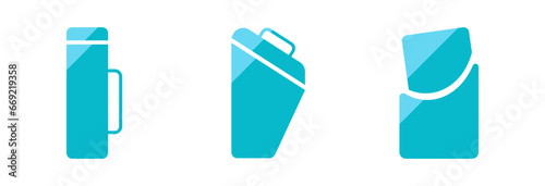 thermos, trash can and toaster, vector icons, svg