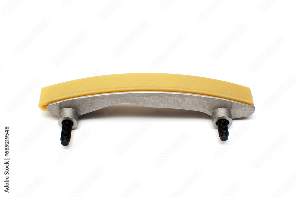 Car chain brake on isolated white background. New spare part. Car chain brake on isolated white background. New spare part.