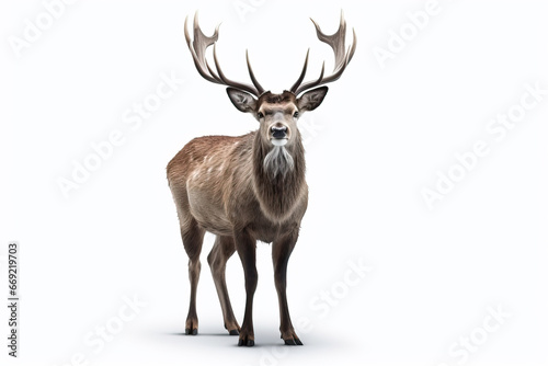 Fototapeta Naklejka Na Ścianę i Meble -  The King of the Forest: A Stunning Image of a Stag with Antlers,deer isolated on white